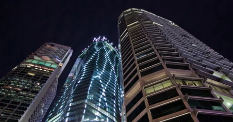 Brisbane skyscrapers motion time-lapse night 4K Stock Footage 61604378