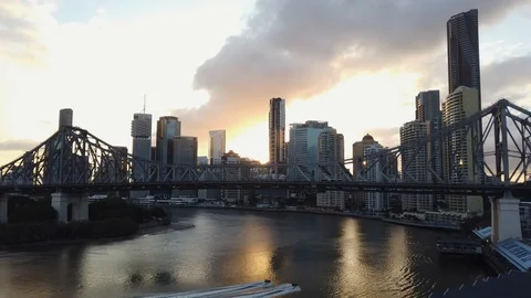 Brisbane Sunset Stock Footage 125888252