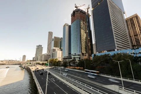 Brisbane Traffic Wide Angle Stock Footage 115805936