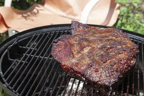 Brisket on grill Stock Photos