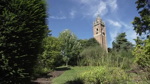 Bristol cabot tower sunny pan nature park Stock Footage 69770360