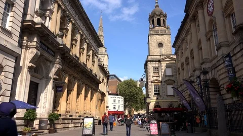 Bristol city centre with old architecture and people UK 4K Видео 115112229
