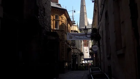 Bristol city centre with old architecture and people UK 4K Stock Footage 115112703