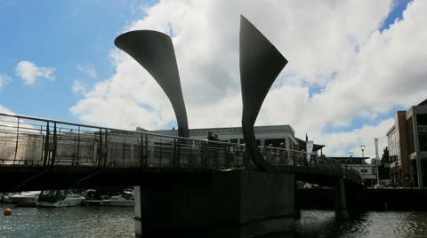 BRISTOL -clouds running on  Harbour side Video stock 67497283