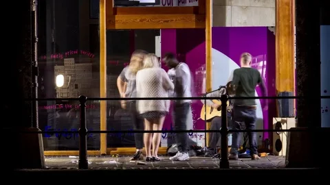 Bristol Harbourside, Busker Timelapse Stock Footage 85030376