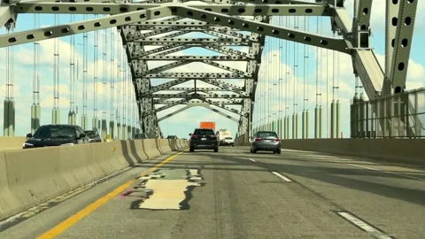 Bristol, PA – August 7, 2026: POV Driving Delaware River Bridge Stock-Footage 341768048