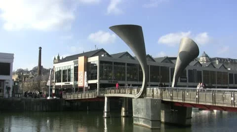 Bristol Waterfront Bridge Stock Footage 12418957
