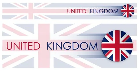 Britain flag horizontal web banner in modern neomorphism style. Webpage Bri.. イラスト素材
