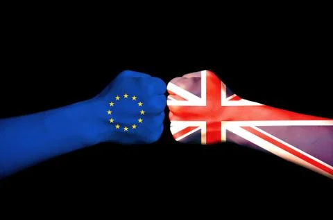 Britain has conflicts with the EU, confrontation and struggle Stock Illustration