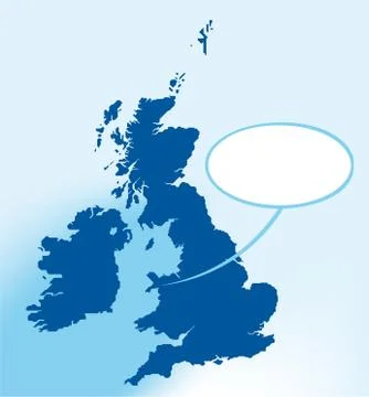 Britain map in map with bubble talk. Where I am. Stock Illustration