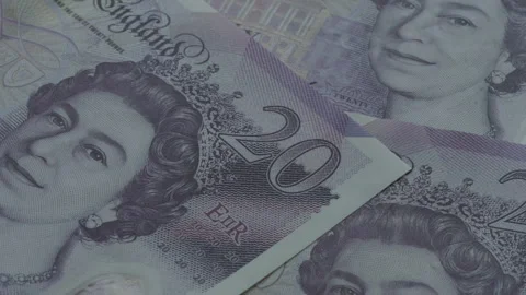 British 20 Pound notes rotating macro video. Stock Footage 279884697