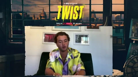 British actor Raff Law is interviewed for new crime drama film 'Twist' - 2021 Stock Footage 154376096