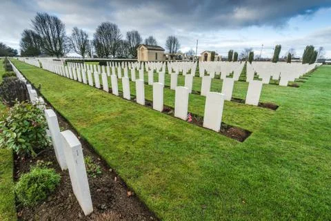 British and Commonwealth War Cemetery in Bayeux,France Stock Photos