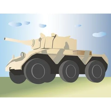 A British armored car on the ground. Vector illustration. Stock Illustration