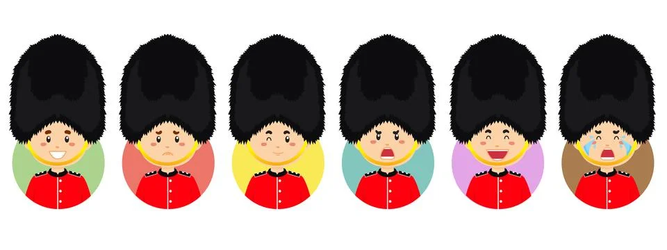 British Avatar with Various Expression Stock Illustration