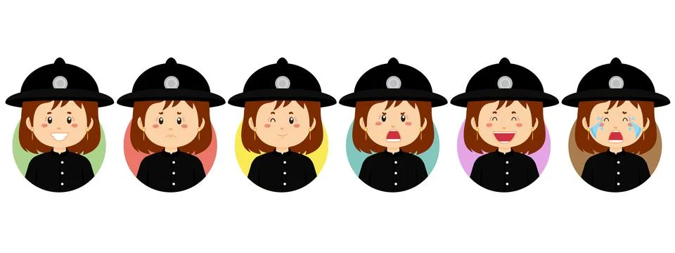 British Avatar with Various Expression Stock Illustration