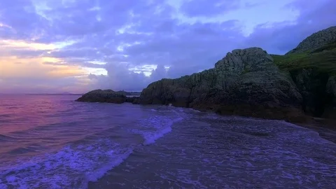 British beach aerial sunrise. Stock Footage