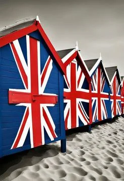 British Beach huts Stock Photos