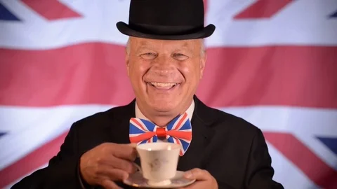 British Businessman Drinking Tea Stock Footage 71169972