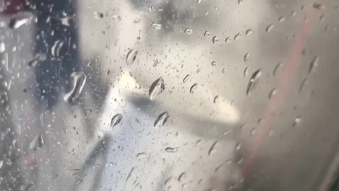 British businessman spots burning engine after passenger flight lands Stock Footage 106312390