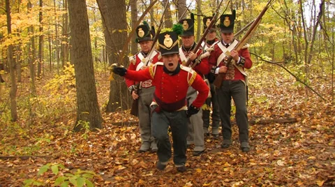 British captain orders his men to charge long shot Stockbeeldmateriaal 35164795