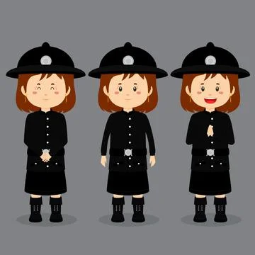 British Character with Various Expression Stock Illustration