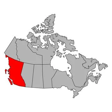 British Columbia of Canada map shape, travel web flat concept icon vector ill Stock Illustration
