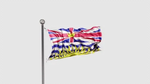 British Columbia Flag  Animation Loop Include Alpha 3D Rendering Video stock 283136940