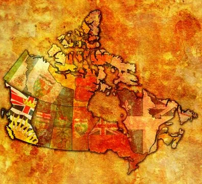 British columbia on map of canada Stock Illustration