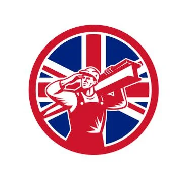 British Construction Worker Union Jack Flag Icon Stock Illustration