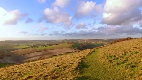 The British countryside in the evening light Stock Footage 98683003