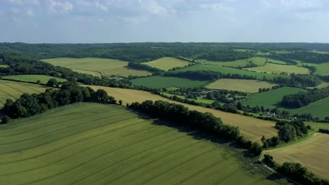 British Countryside Fields &amp; Meadows 4K Aerial View (Drone) Stock Footage 164682028