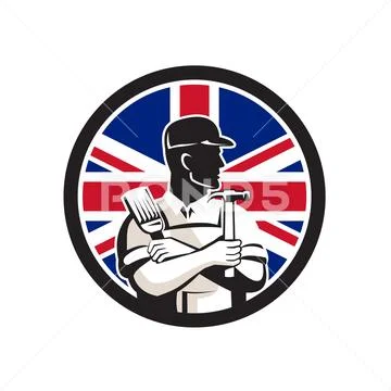 British DIY Expert Union Jack Flag Icon Stock Illustration