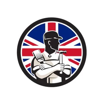 British DIY Expert Union Jack Flag Icon Stock Illustration