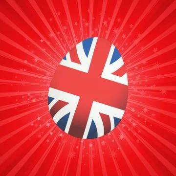 British Easter egg on red star burst Stock Illustration