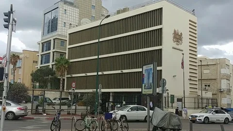 British embassy Tel Aviv Stock Footage 82796381