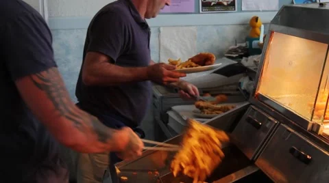 British Fish &amp; Chip Shop Interior Stock Footage 59526005