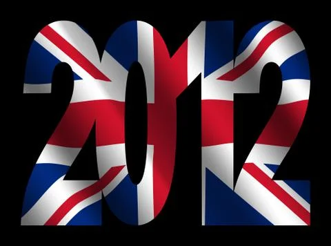 British flag and 2012 text Stock Illustration