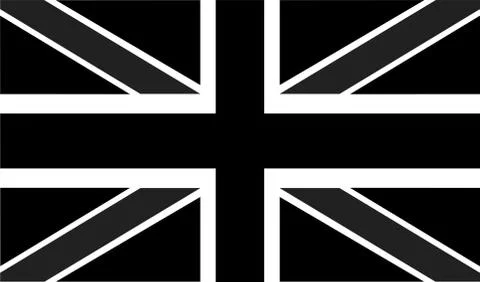 British flag background, black and white vector illustration Stock Illustration