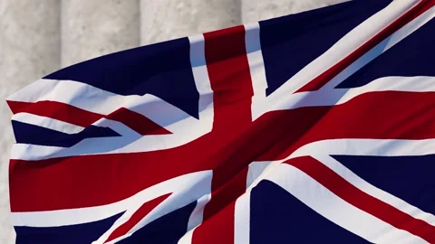 British flag on the background of government columns Stock Footage 169634838