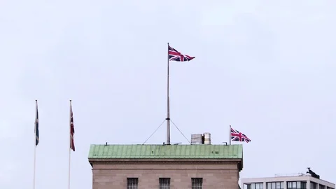 British flag blows in the wind Video stock 120290496