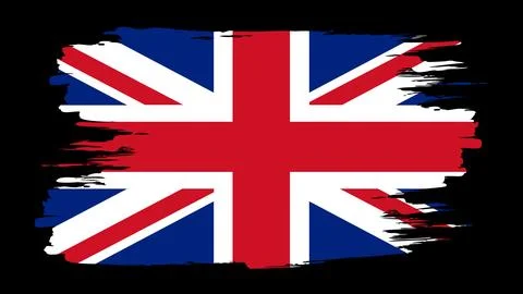 British Flag in a brush stroke on black background Illustration