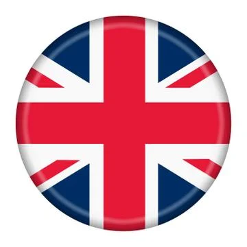 British Flag Button isolated on a white background with clipping path Stock Illustration