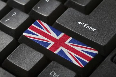 The British flag button on the keyboard. close-up Stock Illustration