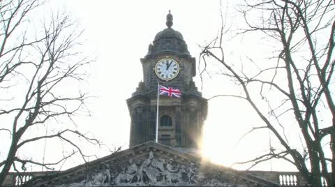British Flag on City Hall Stock Footage 11129623