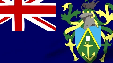 British flag with coat of arms on blue background Stock Footage 343317222