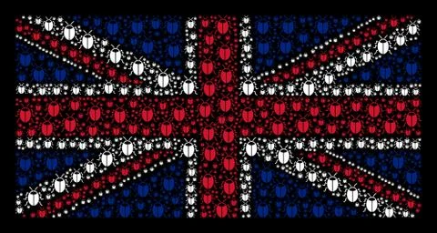 British Flag Collage of Bug Icons Stock Illustration