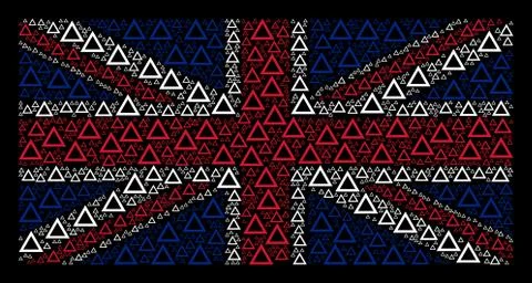 British Flag Collage of Contour Triangle Items Illustrazione stock