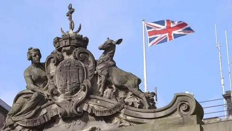British Flag at Edinburgh Council 스톡 동영상 73478559