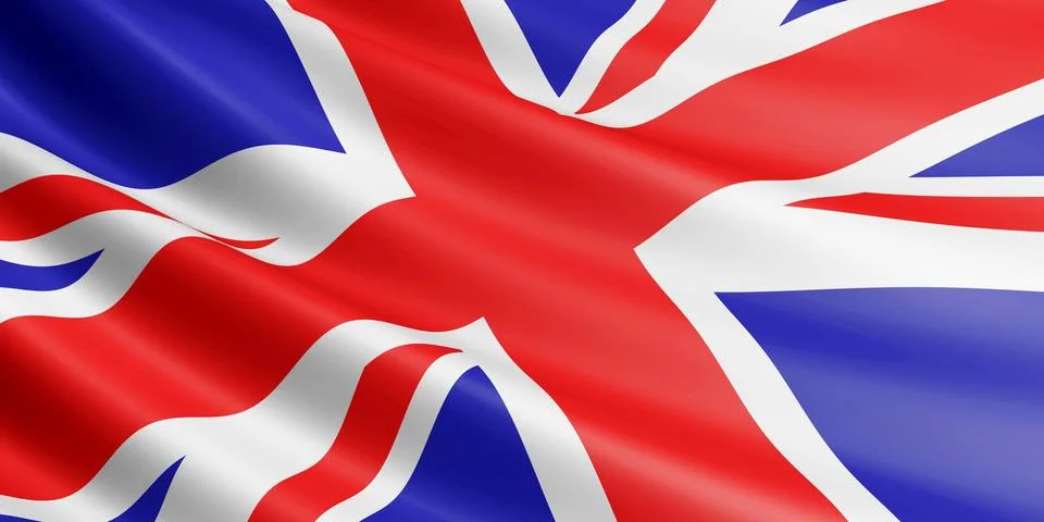 British flag fluttering in wind. Stock Illustration